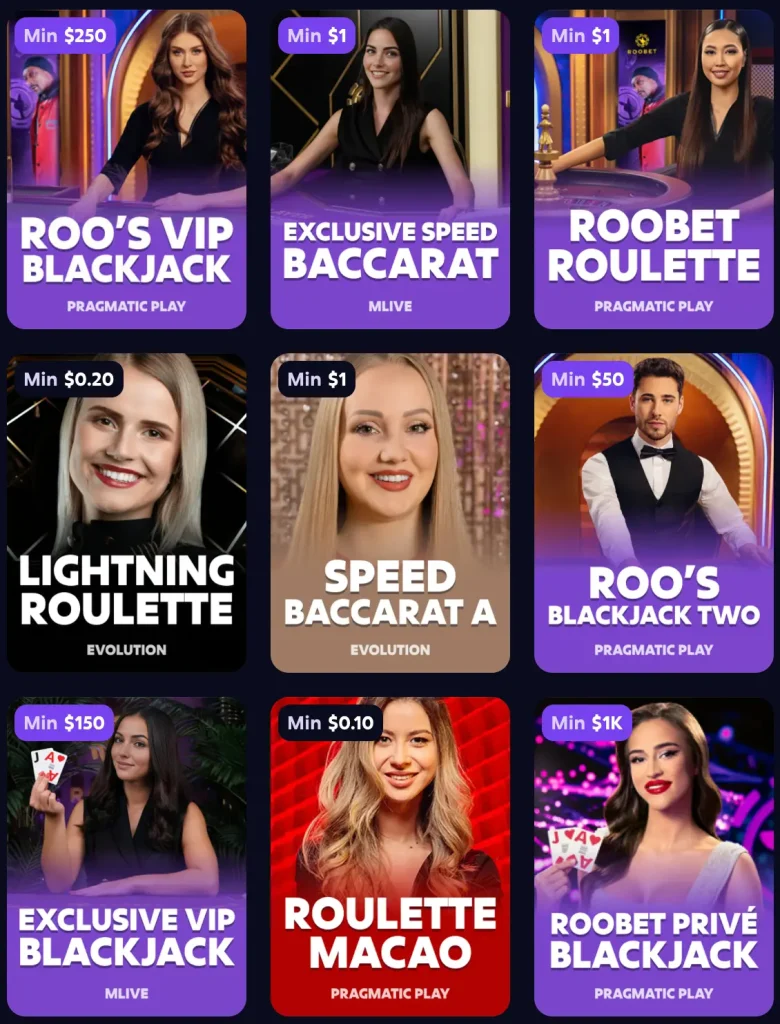Jeux en live roobet